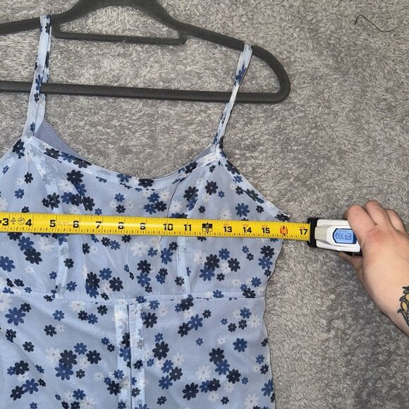 Vtg Y2K 575 Blue Floral Slip Dress Mesh Overlay Made in USA Sz 7 Fairy Coquette - Picture 7 of 10